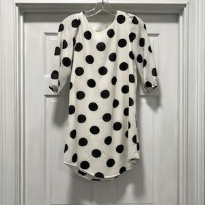 Girl’s [Sequin Hearts] Polka Dot Dress with yellow bow in Back